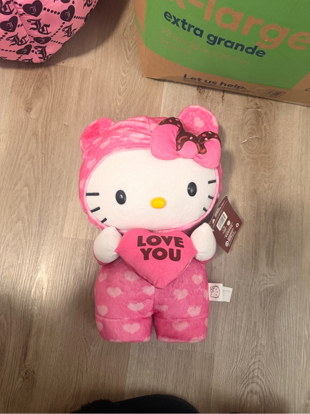 Hello Kitty Pink Plush with 'Love You' Heart Greeter